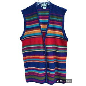 Vintage Striped Sweater Vest 20 Cardigan Rainbow Stretchy Maximalist Capsule